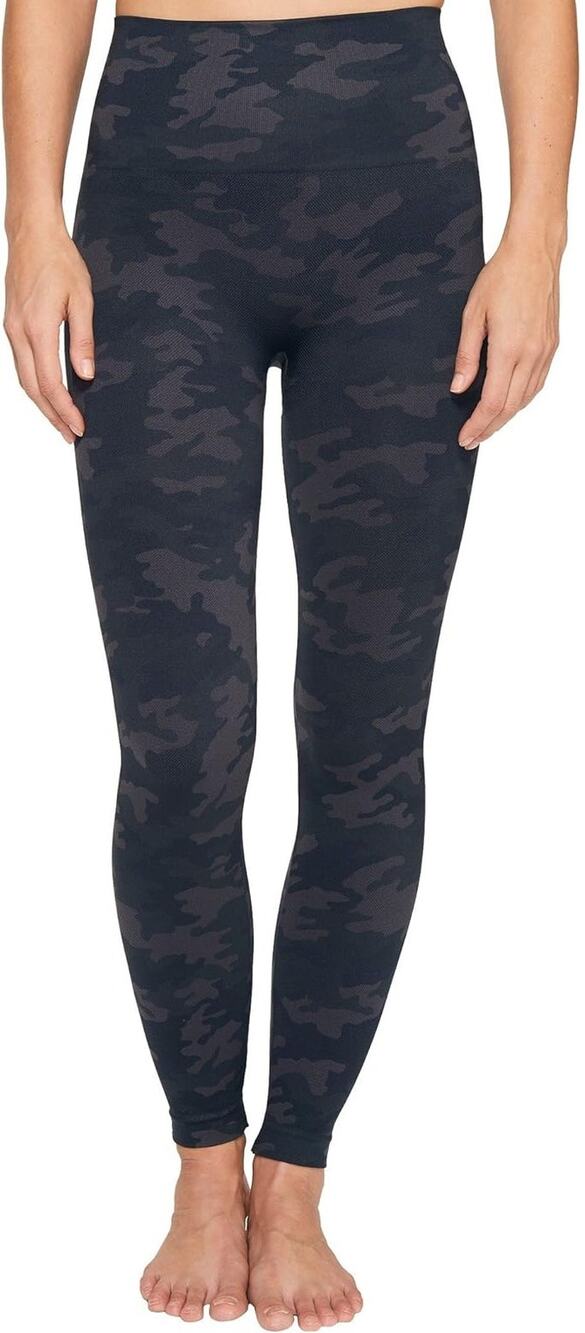 SPANX Look at Me Now Seamless Leggings Black Camo Wide High Waist Shaping Small